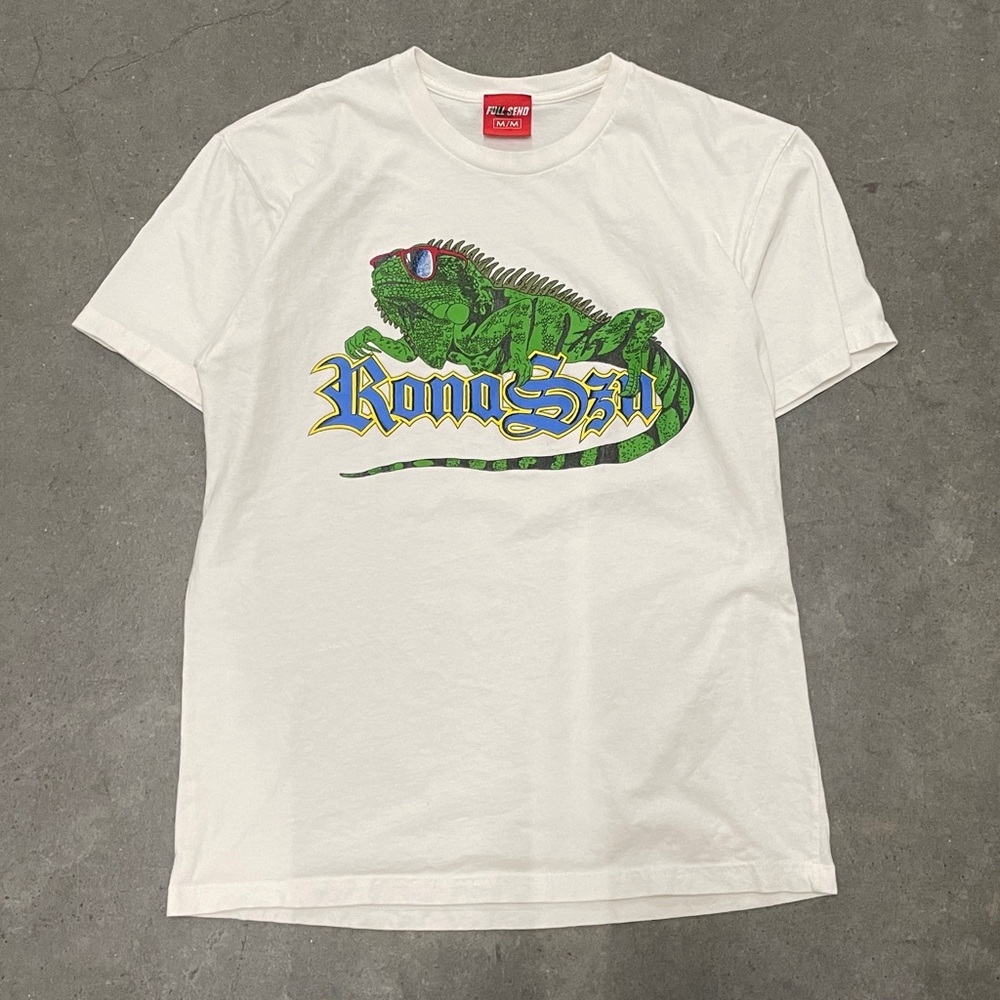 Nelk Boys Full Send T-Shirt Mens Size Small Rona Season Lizard Iguana White Tee